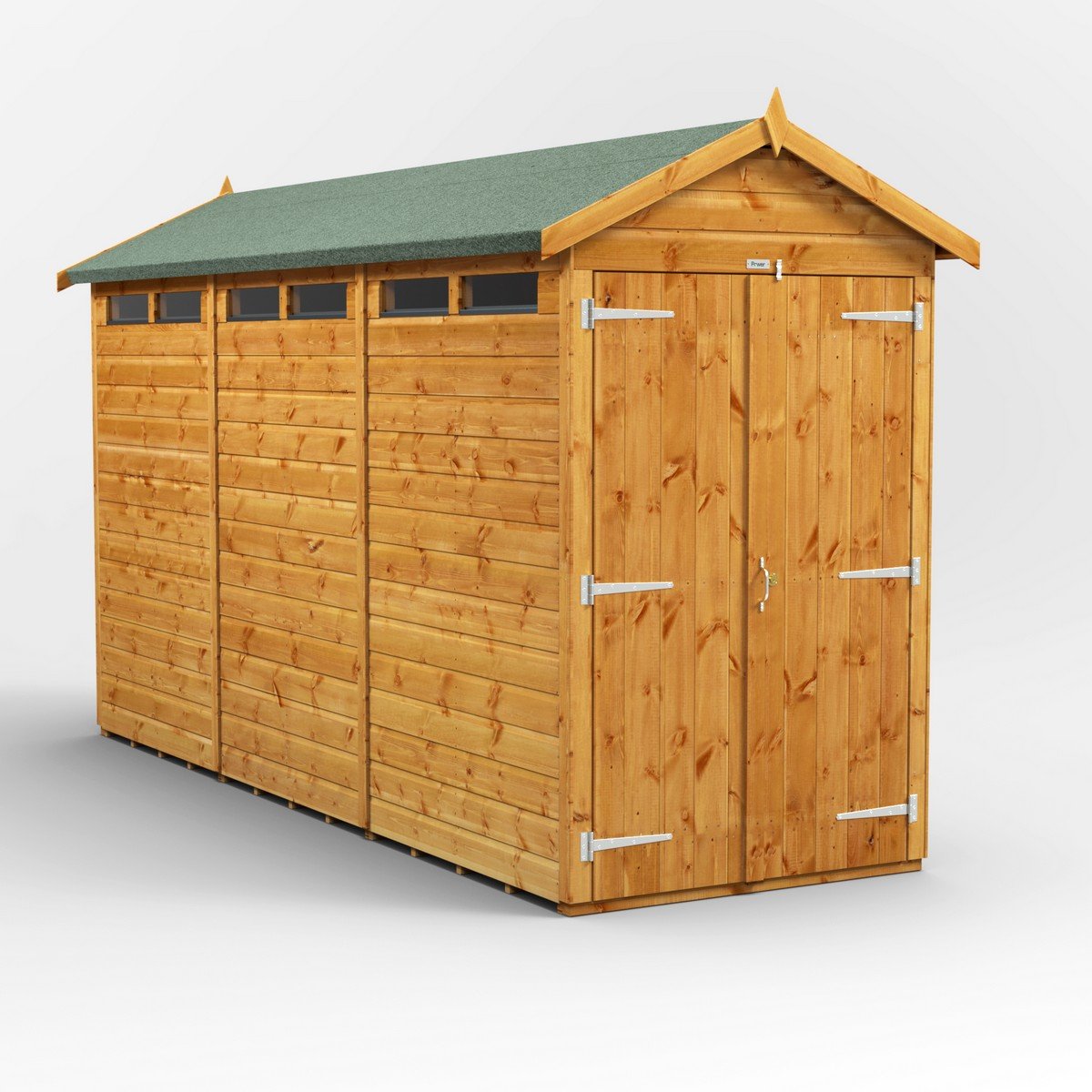 Powersheds Apex Roof Double Door Security Shed 12ft x 4ft - Golden Brown Price Comparisons | Compare The Build