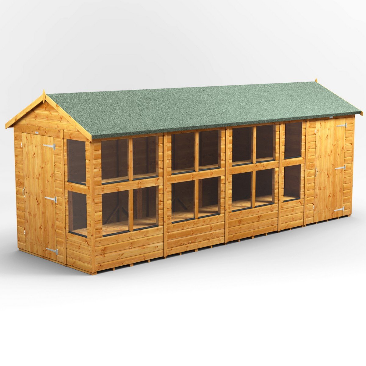 Powersheds Apex Roof Single Door Potting Shed Combi 18ft x 6ft with 4ft Side Store - Golden Brown Price Comparisons | Compare The Build