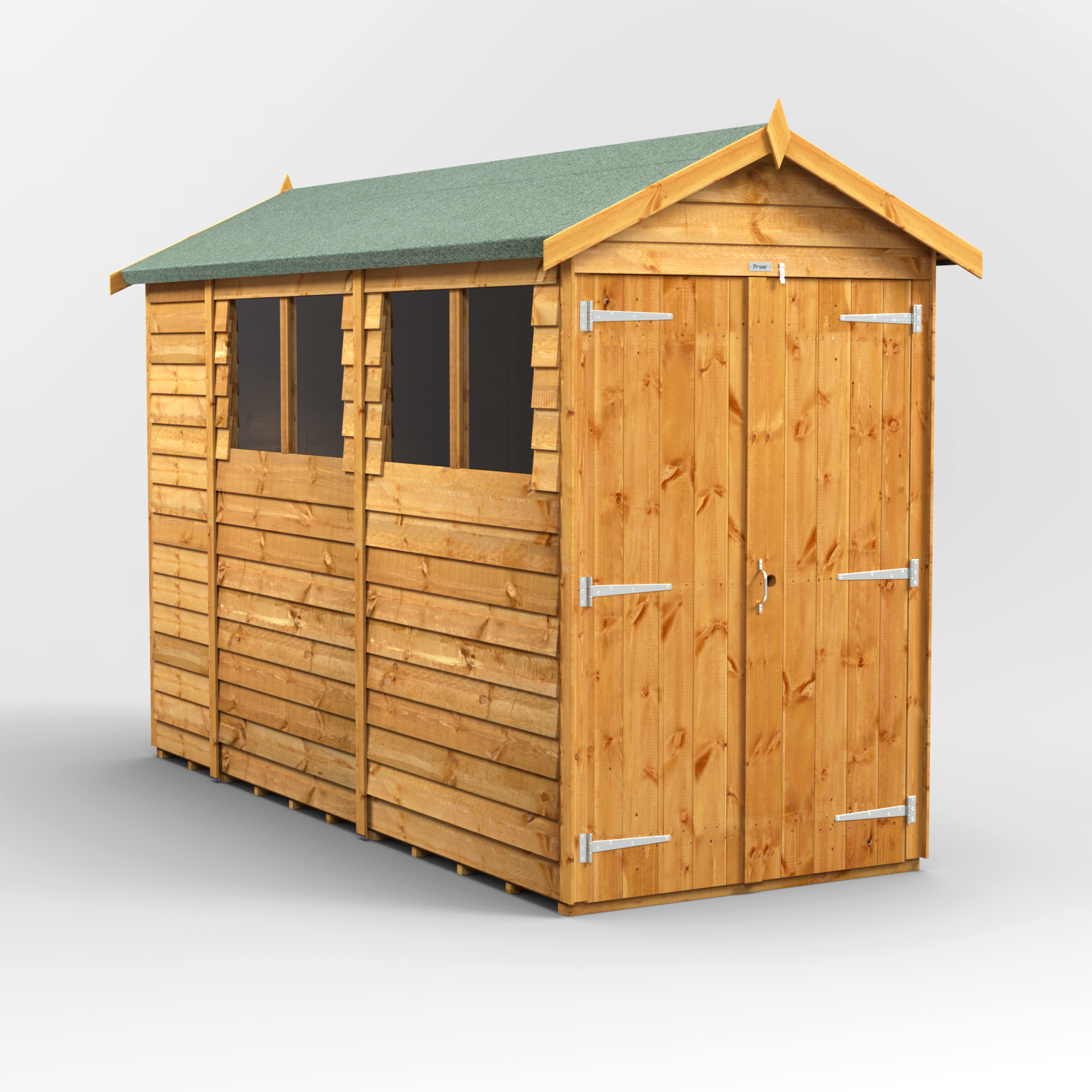 Powersheds Apex Roof Double Door Overlap Garden Shed 10ft x 4ft - Golden Brown Price Comparisons | Compare The Build