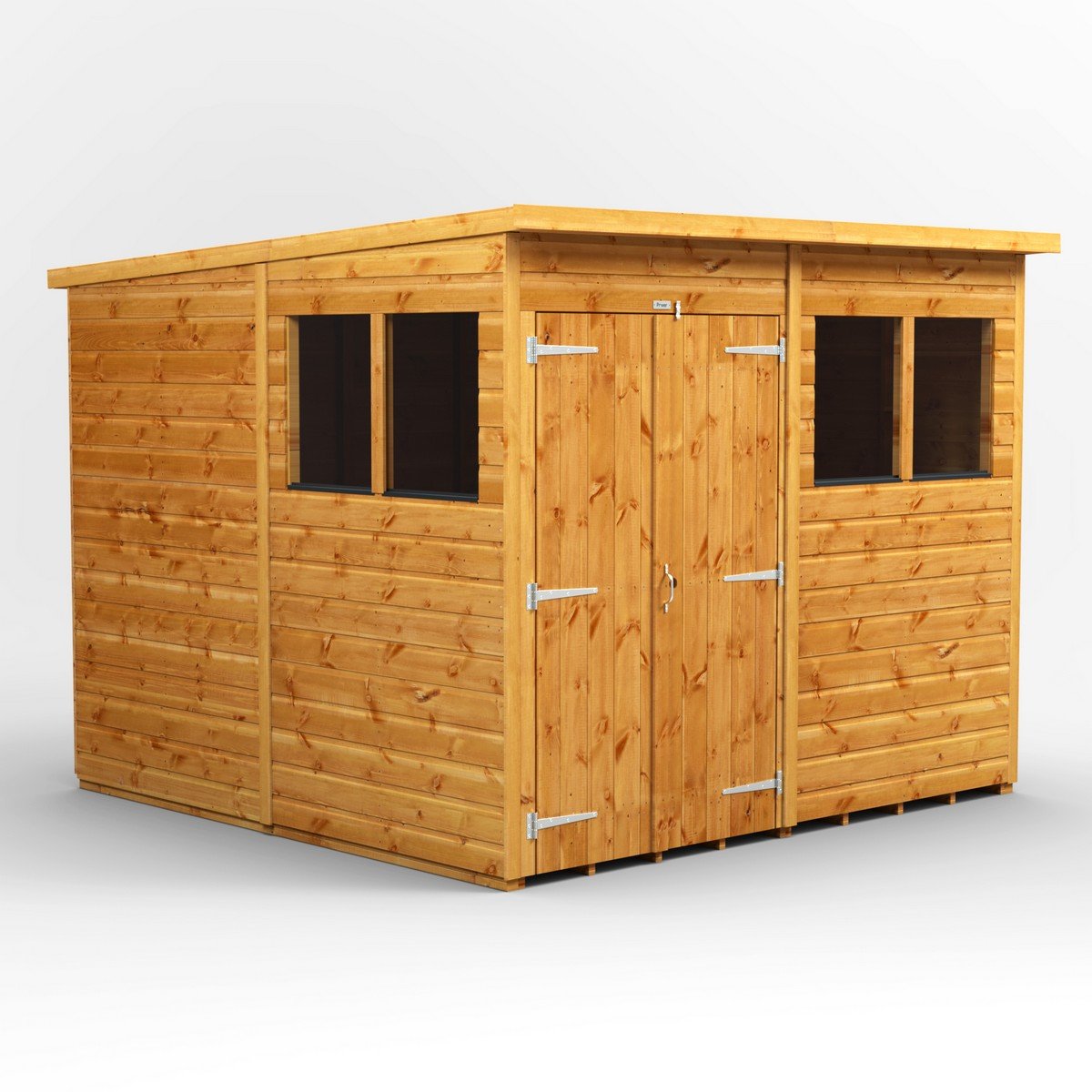 Powersheds Pent Roof Double Door Garden Shed 8ft x 8ft - Golden Brown Price Comparisons | Compare The Build