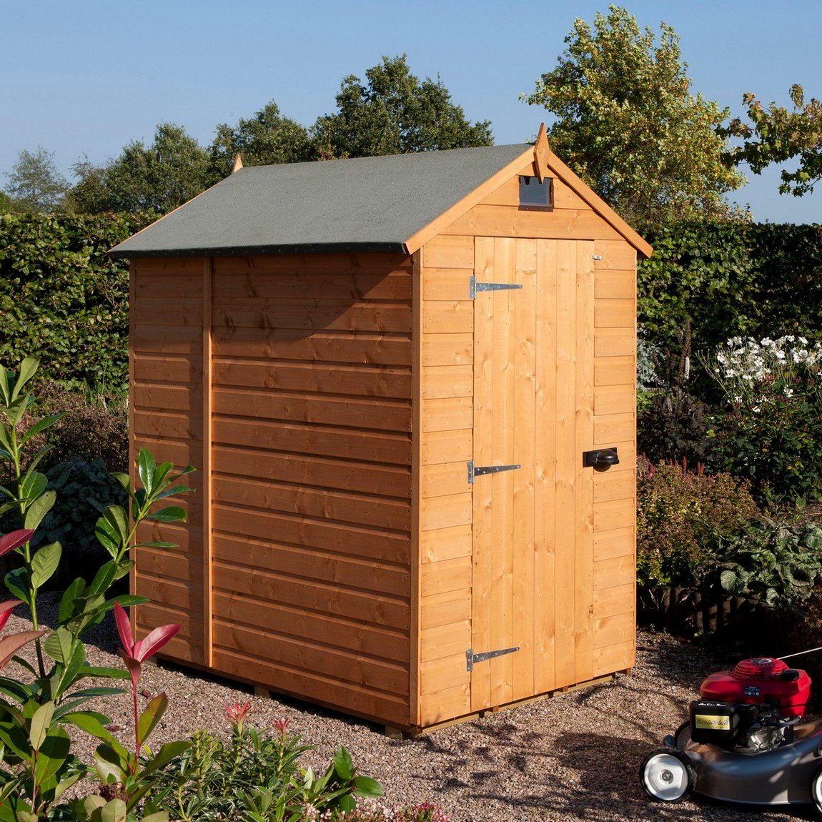 Rowlinson Security Shiplap Shed - Single Door - 7ft x 5ft - Dipped Honey Brown Price Comparisons | Compare The Build