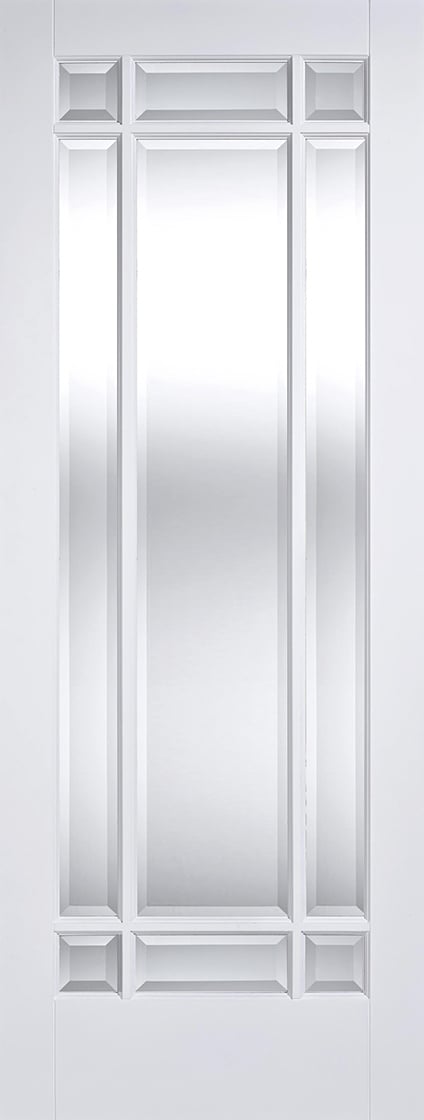Manhattan Solid Core Internal Door - Primed - Clear Bevelled Glazing 1981 x 686mm White WFMANCG27 Price Comparisons | Compare The Build