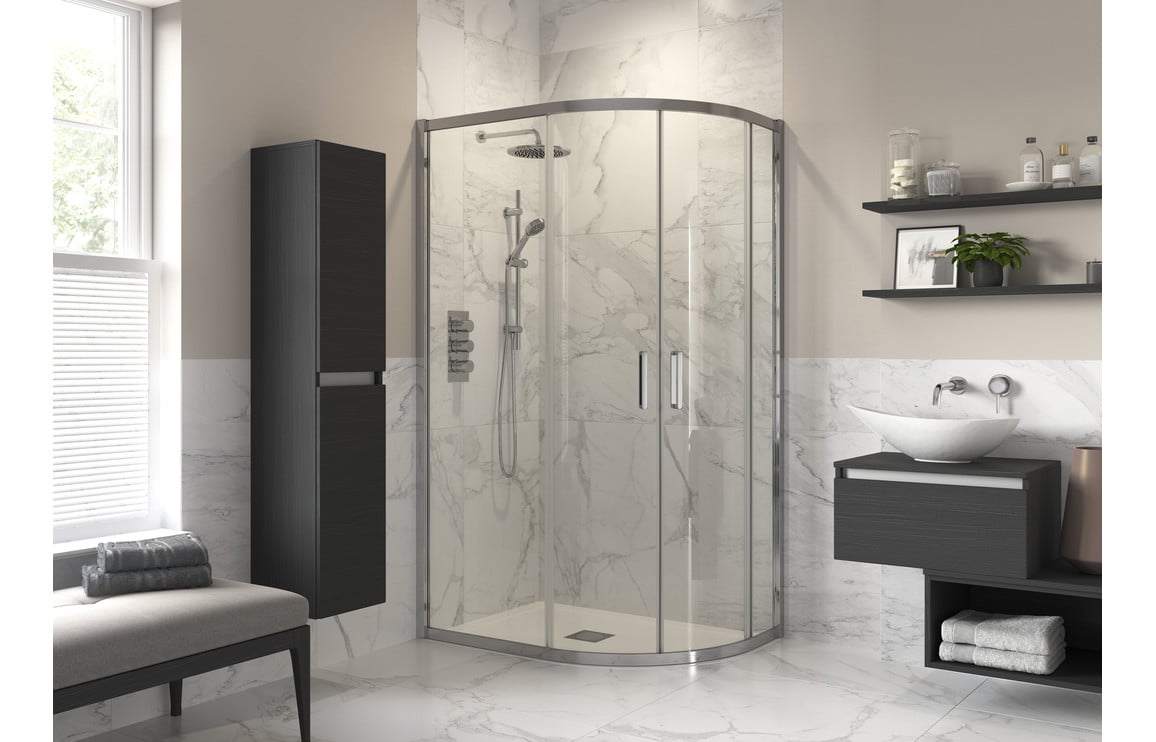 8 2 Door Offset Quadrant 2000 x 1200 x 900mm - Clear/Polished Silver Price Comparisons | Compare The Build