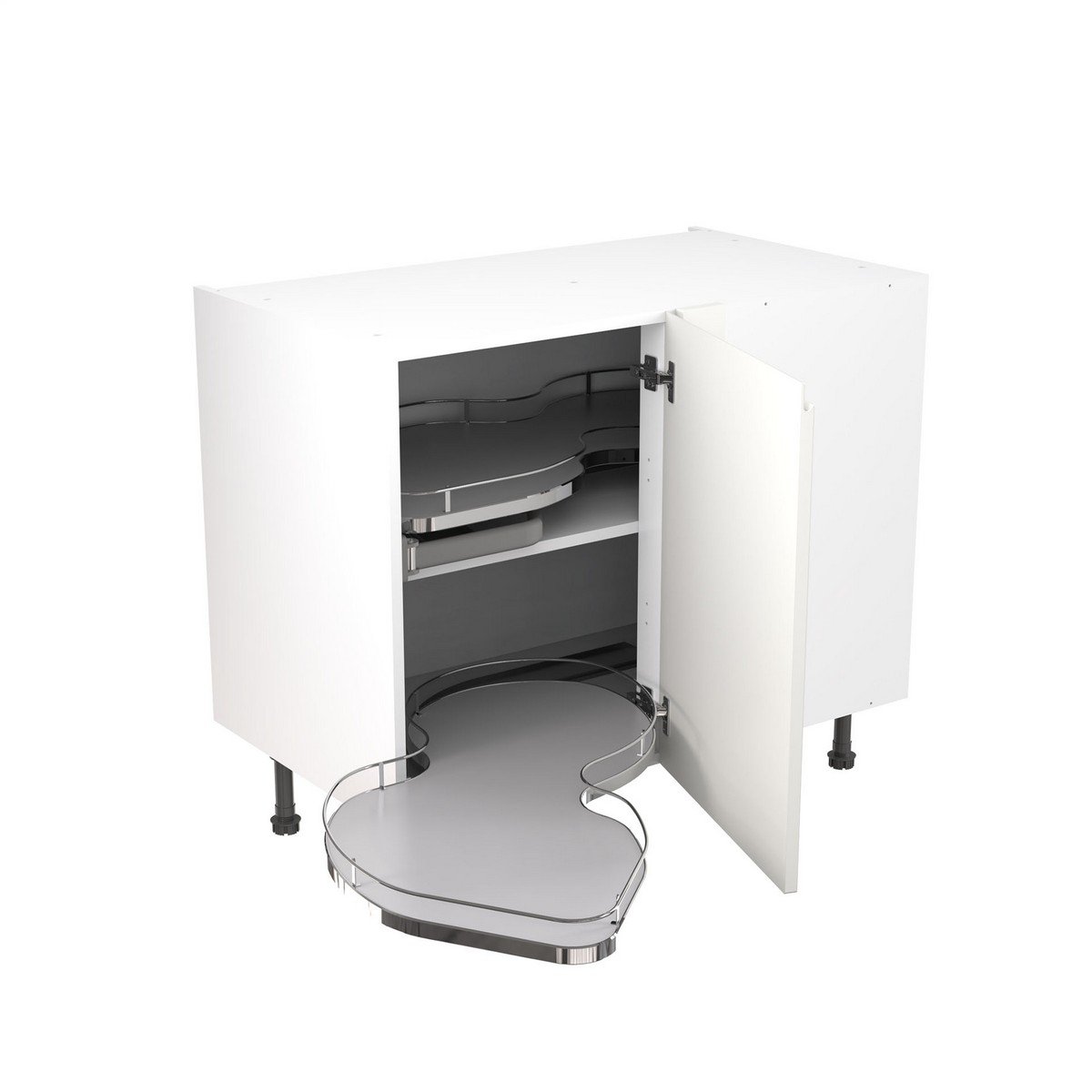 KitchenKit Flatpack J-Pull Blind Corner Base Cabinet with Dual Handed Pull Out 1000mm - Ultra Matt White Price Comparisons | Compare The Build