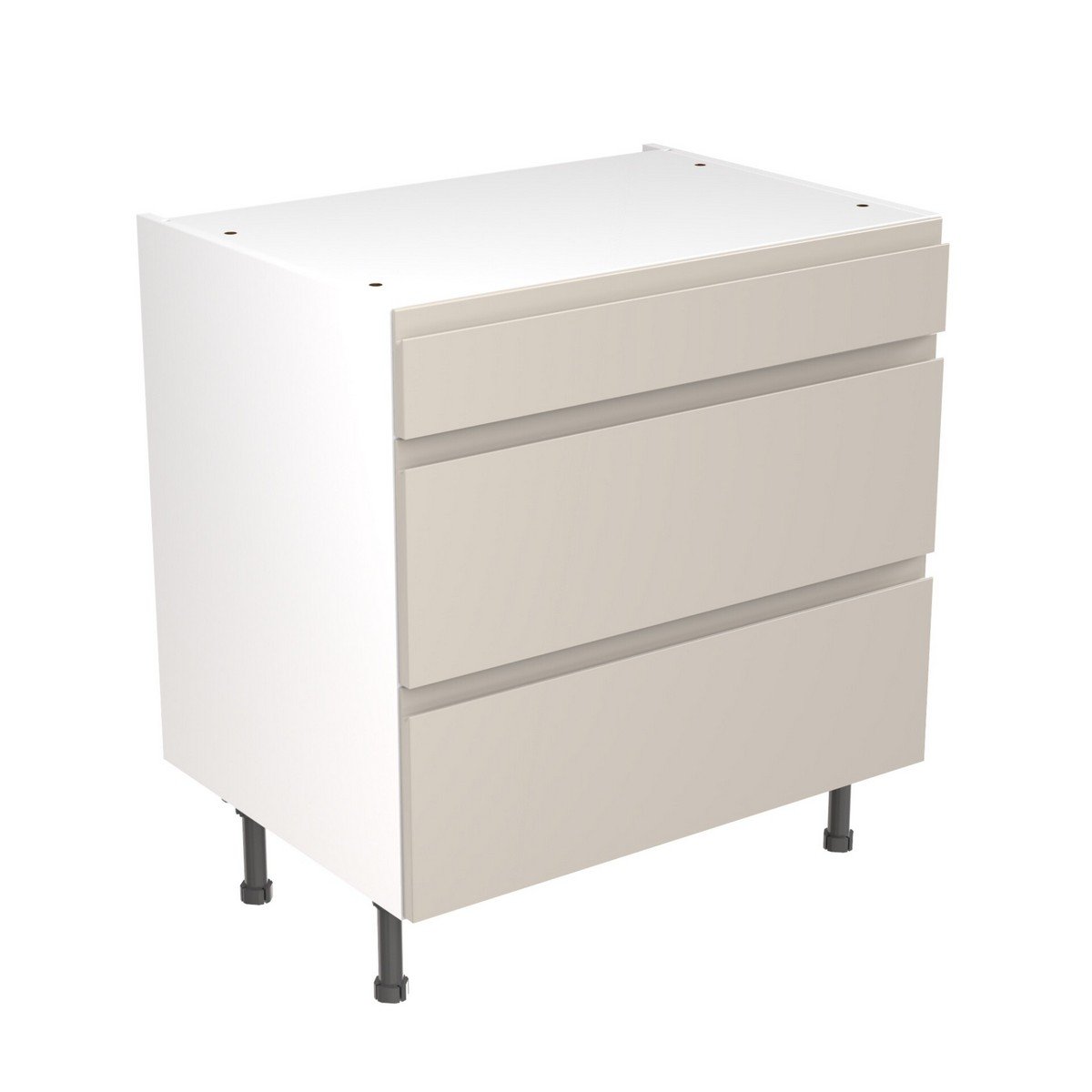 KitchenKit Flatpack J-Pull 3 Drawer Base Cabinet 800mm - Ultra Matt Light Grey Price Comparisons | Compare The Build