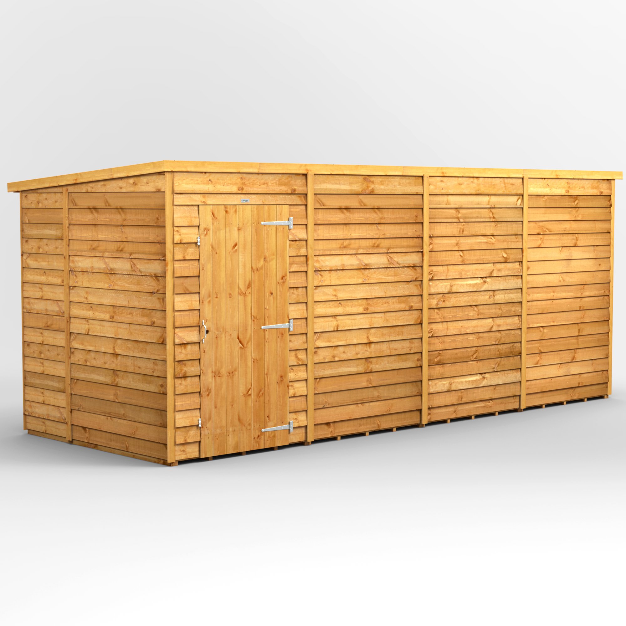 Powersheds Pent Roof Windowless Single Door Overlap Garden Shed 16ft x 6ft - Golden Brown Price Comparisons | Compare The Build