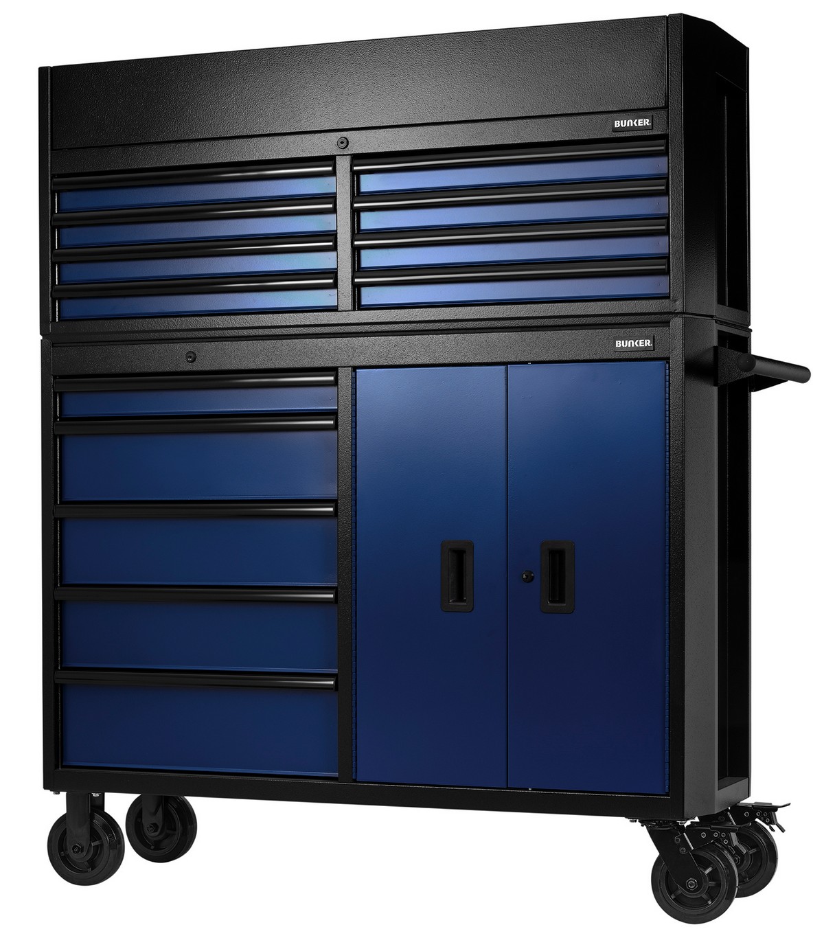 BUNKER® Combined Roller Cabinet &amp; Tool Chest - 13 Drawer, 52", Black/Blue Price Comparisons | Compare The Build