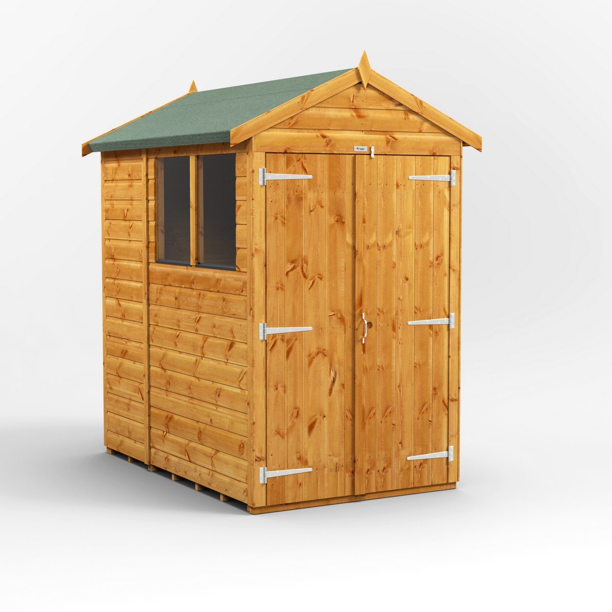 Powersheds Apex Roof Double Door Garden Shed 6ft x 4ft - Golden Brown Price Comparisons | Compare The Build