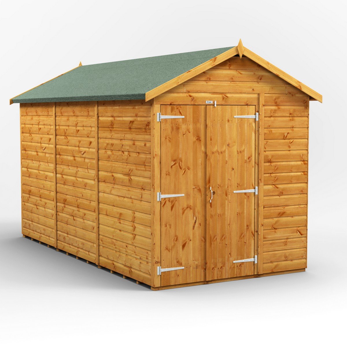 Powersheds Apex Roof Windowless Double Door Garden Shed 12ft x 6ft - Golden Brown Price Comparisons | Compare The Build