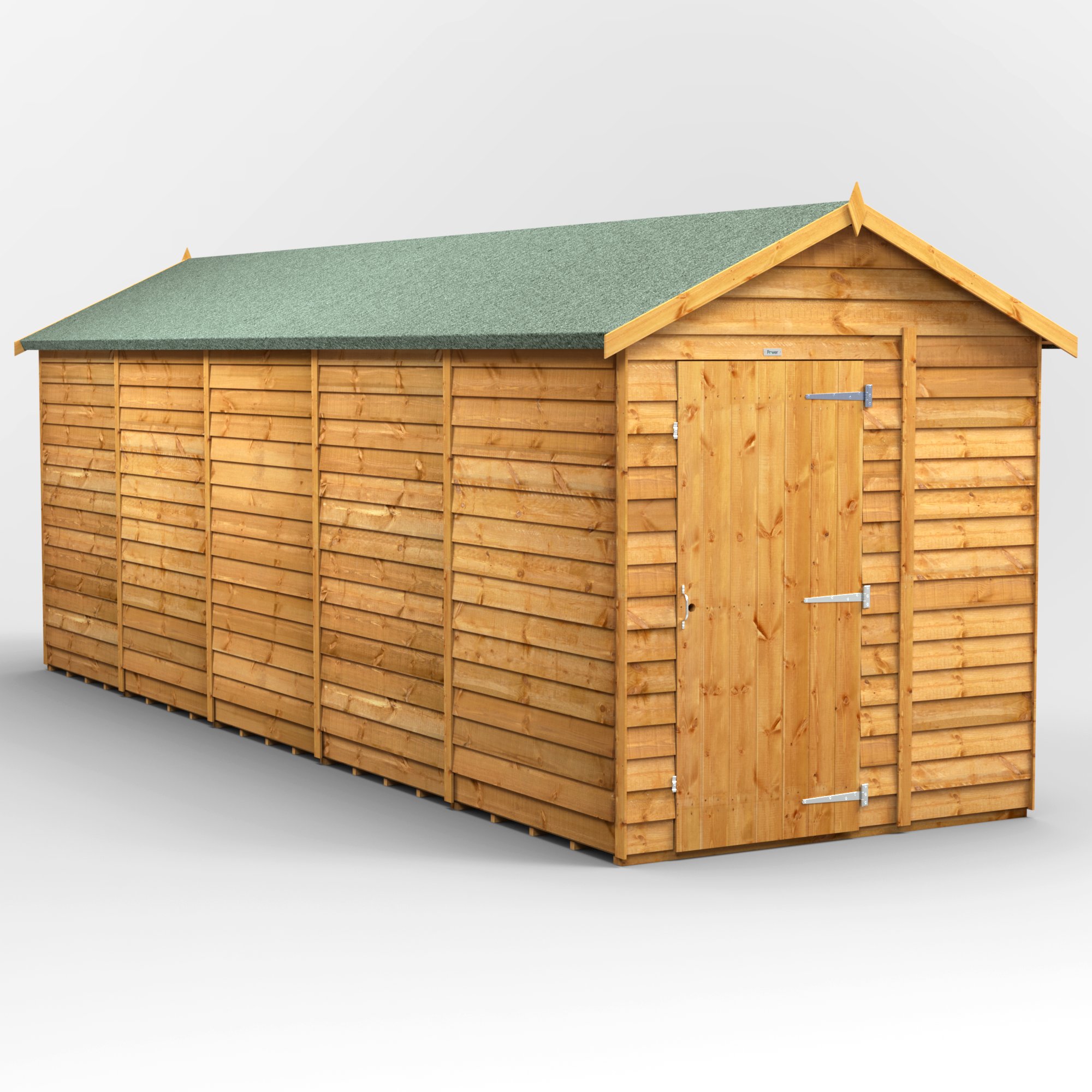 Powersheds Apex Roof Windowless Single Door Overlap Garden Shed 20ft x 6ft - Golden Brown Price Comparisons | Compare The Build