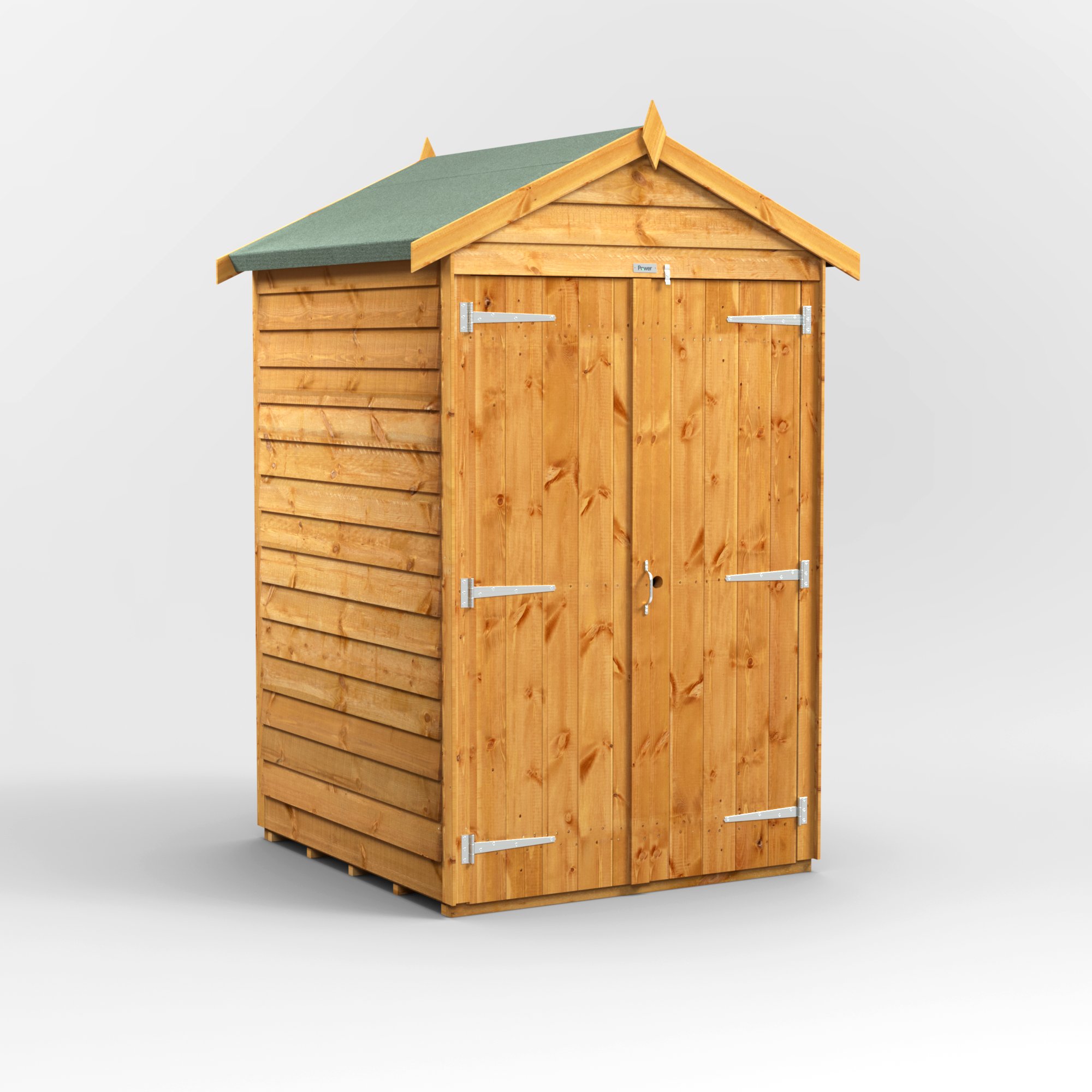 Powersheds Apex Roof Windowless Double Door Overlap Garden Shed 4ft x 4ft - Golden Brown Price Comparisons | Compare The Build