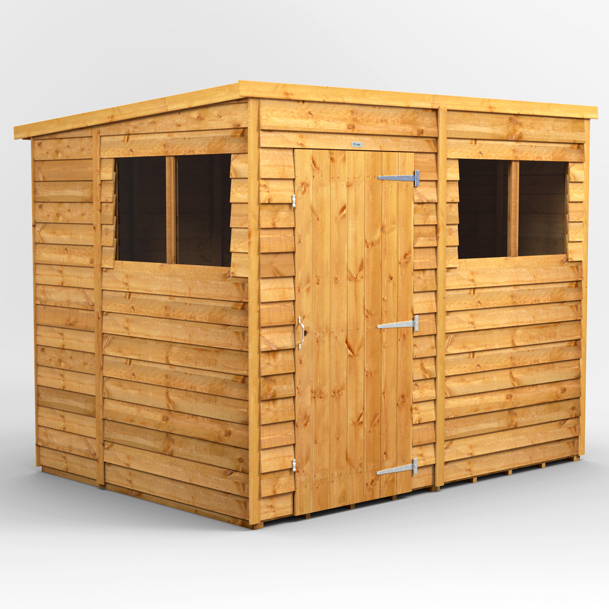 Powersheds Pent Roof Single Door Overlap Garden Shed 8ft x 6ft - Golden Brown Price Comparisons | Compare The Build