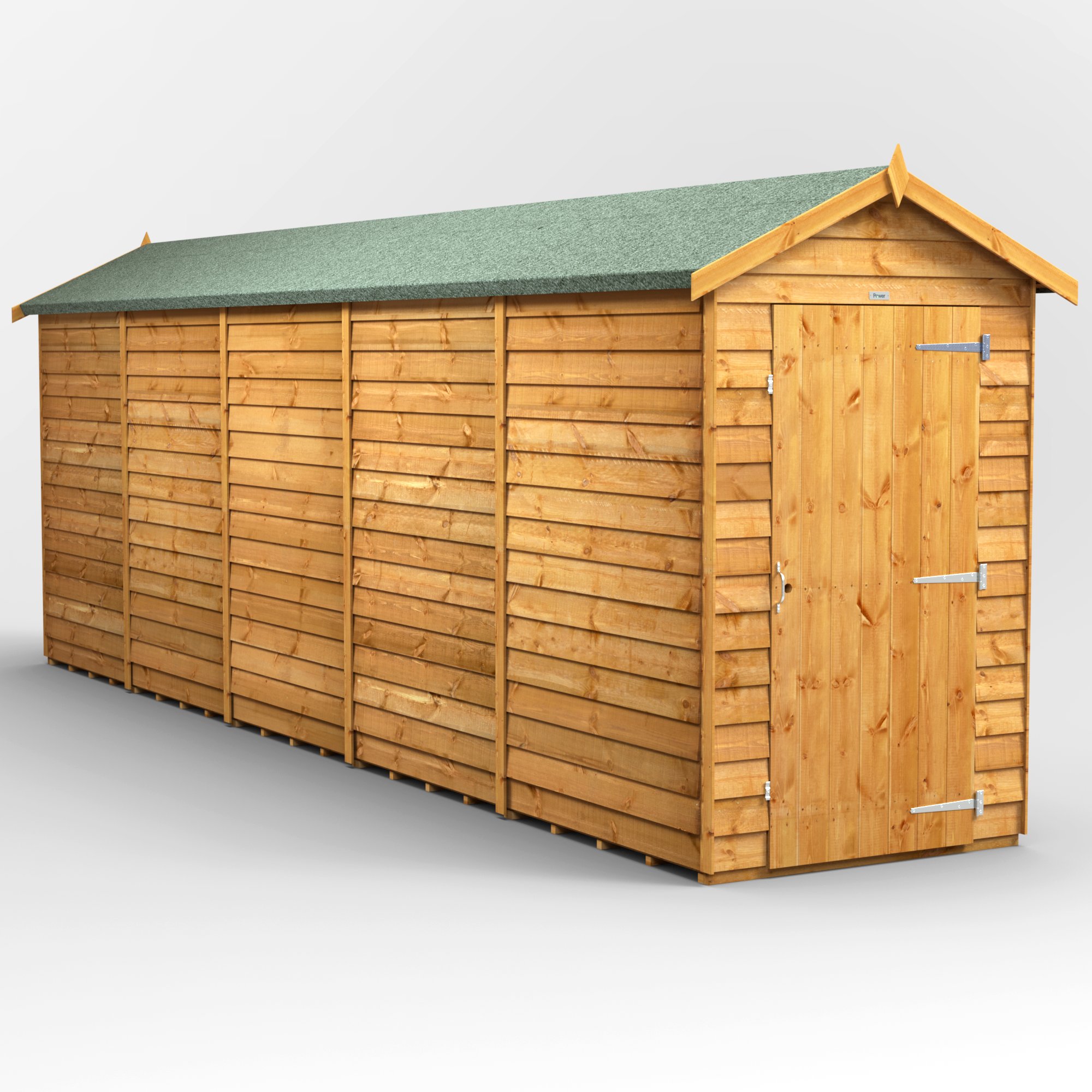 Powersheds Apex Roof Windowless Single Door Overlap Garden Shed 20ft x 4ft - Golden Brown Price Comparisons | Compare The Build