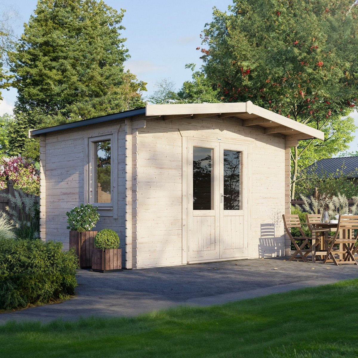 Powersheds Chalet Log Cabin 10ft x 14ft (Doors Central) 28mm Log Thickness Price Comparisons | Compare The Build