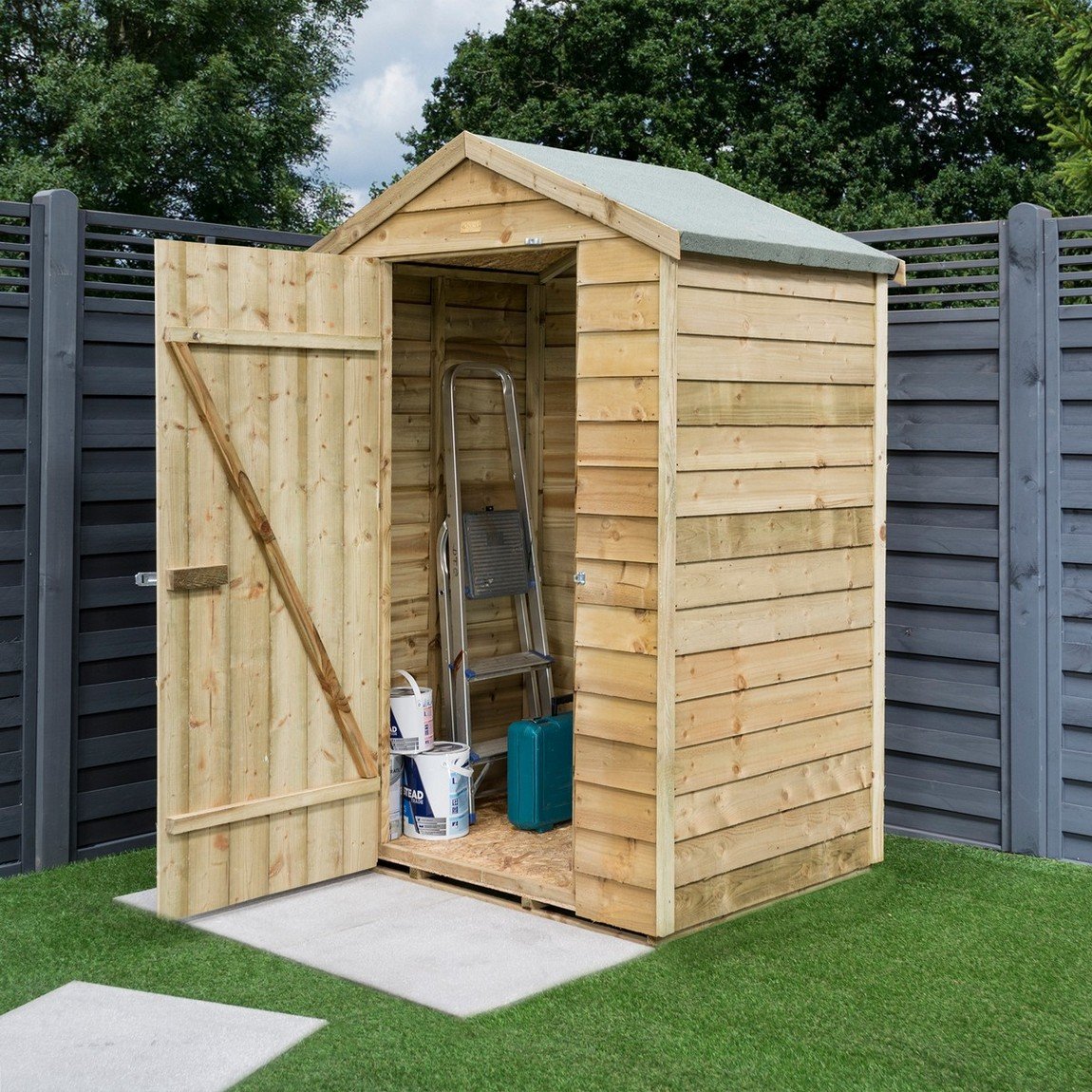 Rowlinson Overlap Single Door Shed 4ft x 3ft - Natural Timber Finish Price Comparisons | Compare The Build