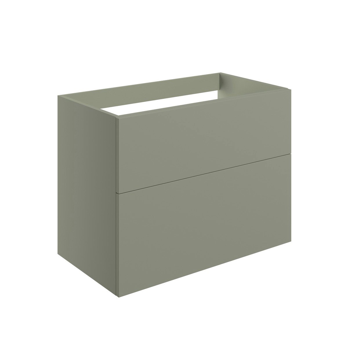 Fontmell Wall Hung 2 Drawer Basin Unit (Top Not Included) 790mm - Matt Olive Green Price Comparisons | Compare The Build