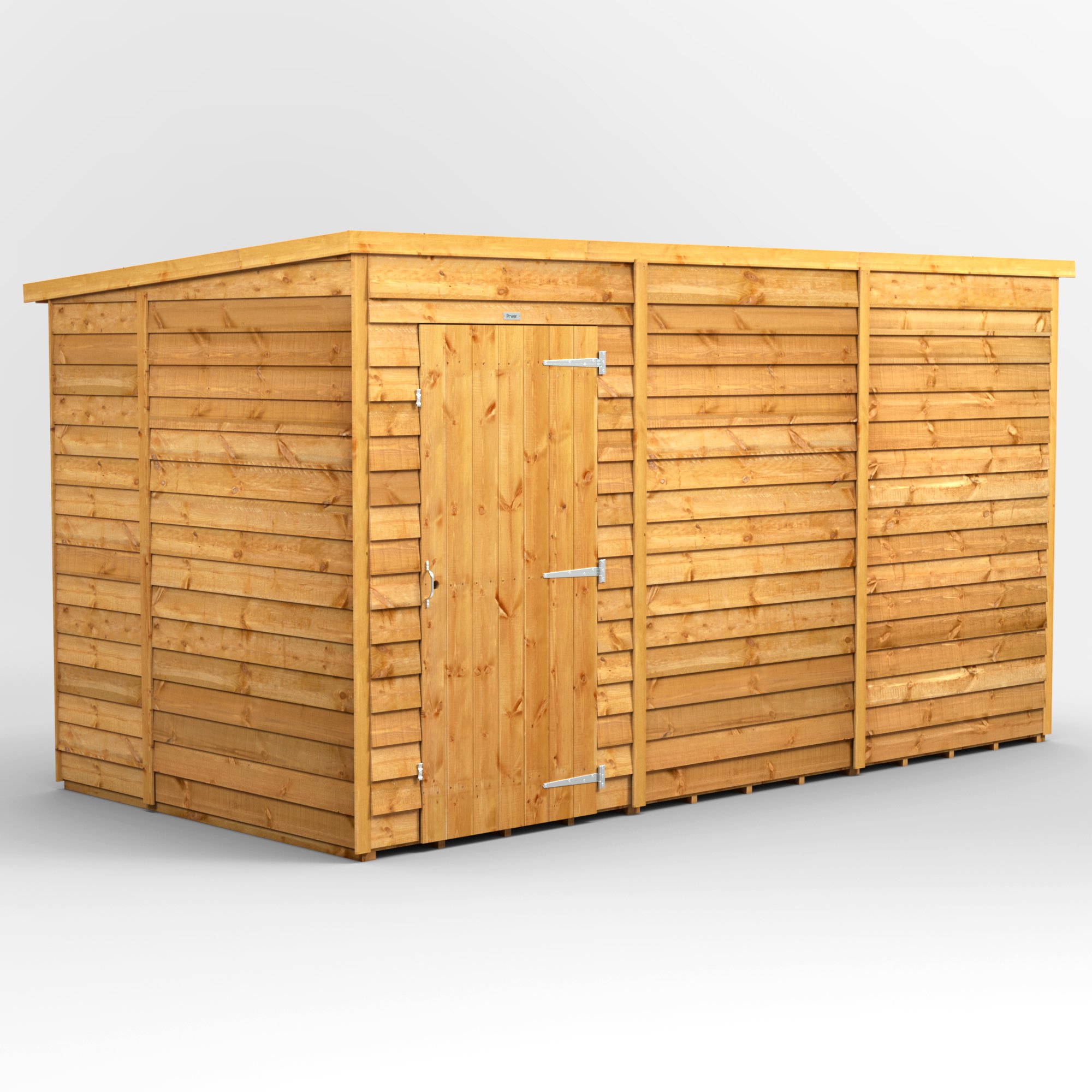 Powersheds Pent Roof Windowless Single Door Overlap Garden Shed 12ft x 6ft - Golden Brown Price Comparisons | Compare The Build