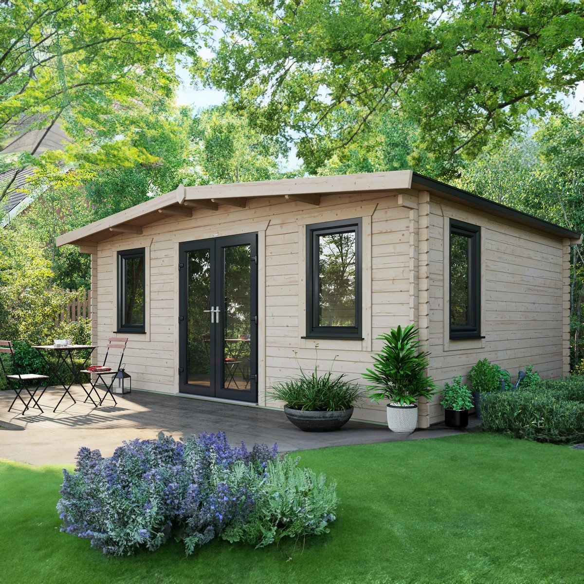Powersheds Chalet Log Cabin 14ft x 18ft (Doors Central) 44mm Log Thickness Price Comparisons | Compare The Build