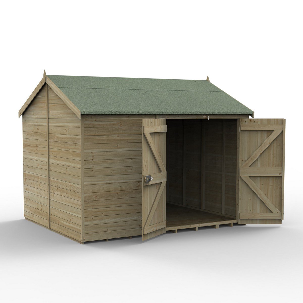 Forest Timberdale Reverse Apex Shed - Double Door, Windowless - 10ft x 8ft Price Comparisons | Compare The Build