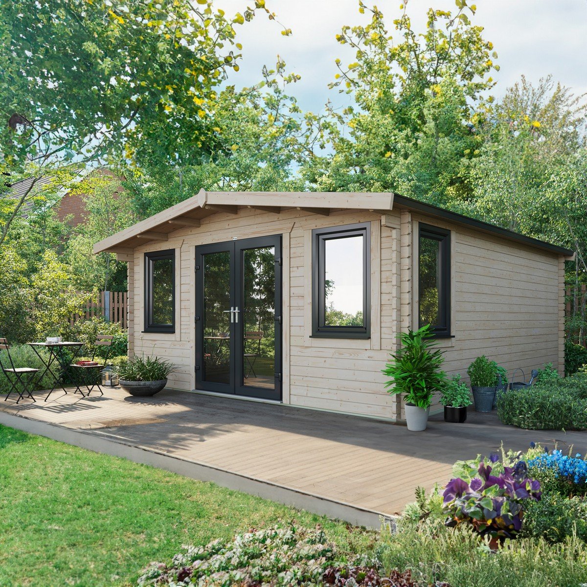 Powersheds Chalet Log Cabin 18ft x 16ft (Doors Central) 44mm Log Thickness Price Comparisons | Compare The Build