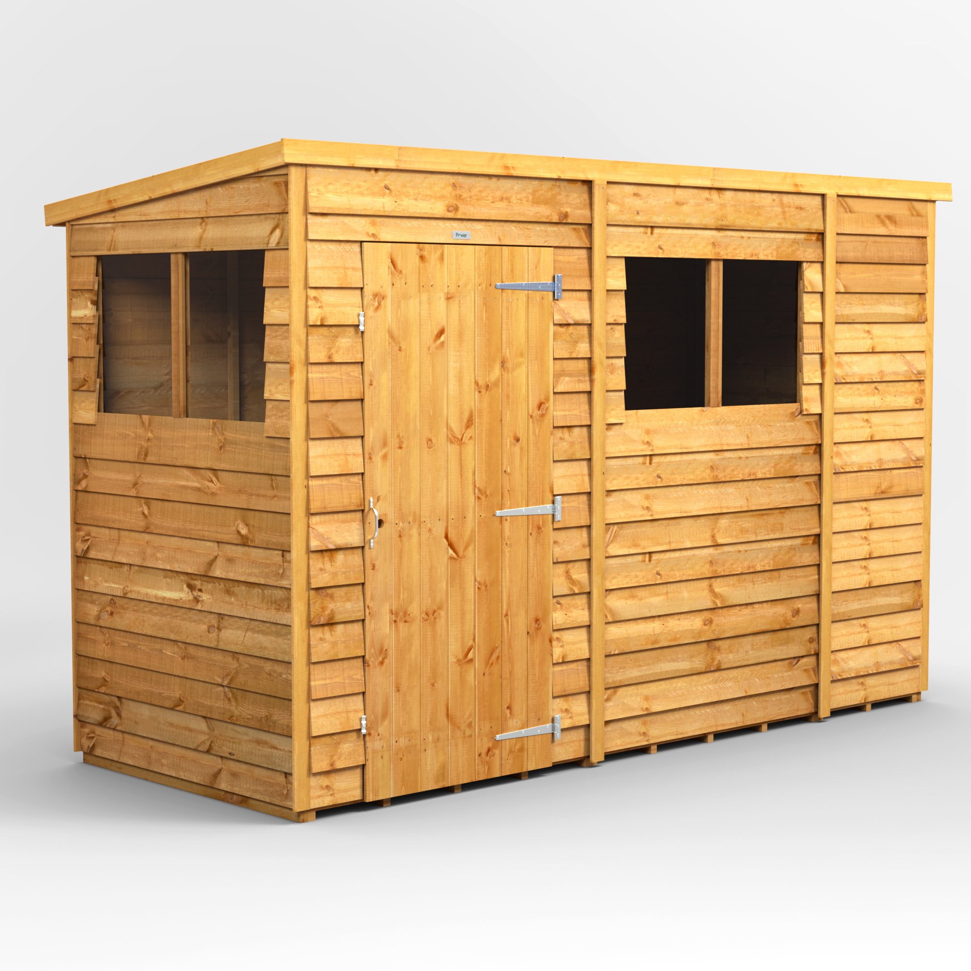 Powersheds Pent Roof Single Door Overlap Garden Shed 10ft x 4ft - Golden Brown Price Comparisons | Compare The Build