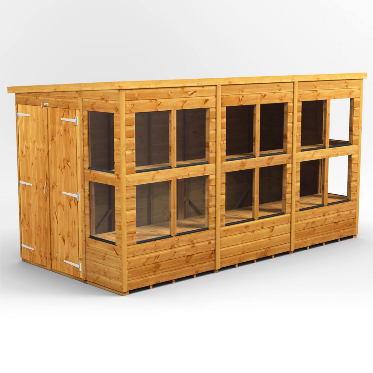 Powersheds Pent Roof Double Door Potting Shed 12ft x 6ft - Golden Brown Price Comparisons | Compare The Build