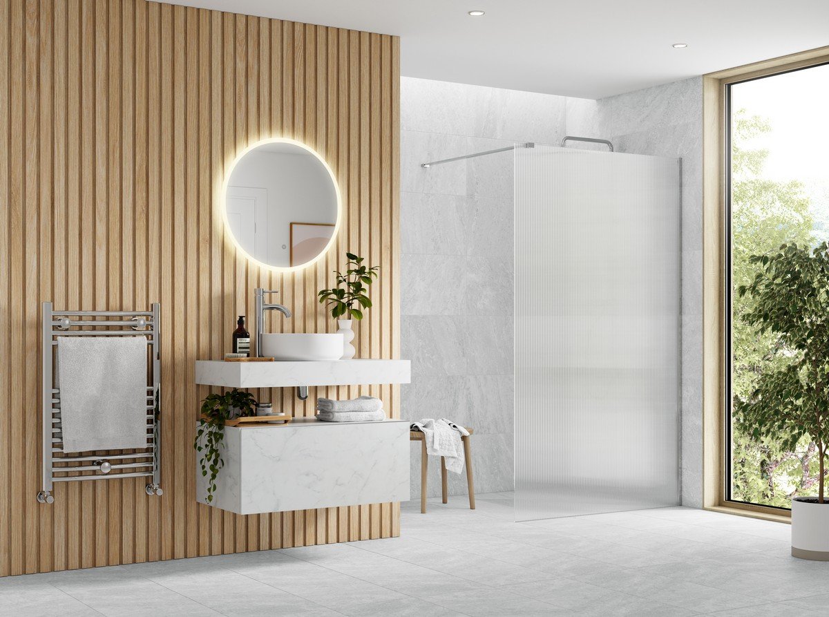 Showerzone Autograph Fluted Wetroom Panel &amp; Support Bar 800mm - Chrome Price Comparisons | Compare The Build