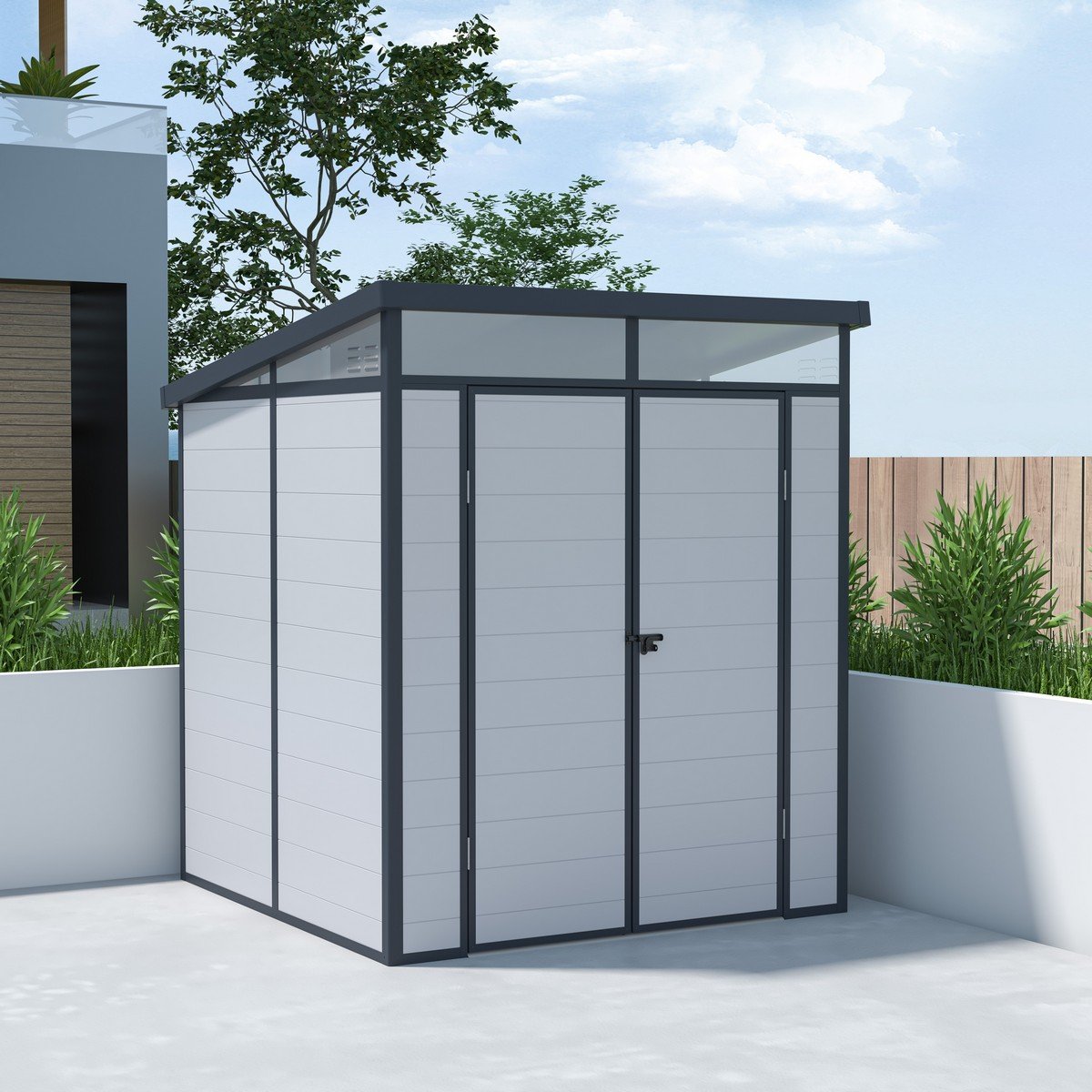 Lotus Canto Pent Plastic Garden Shed - 6x6ft - Grey Price Comparisons | Compare The Build