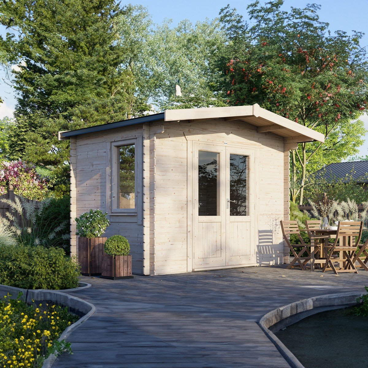Powersheds Chalet Log Cabin 8ft x 12ft (Doors Central) 28mm Log Thickness Price Comparisons | Compare The Build
