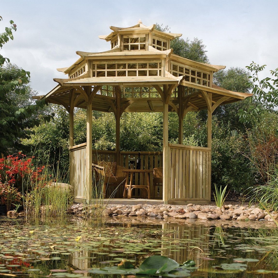 Rowlinson Oriental 6-sided Pagoda 3320 x 4025 x 3290mm - Natural Timber Finish Price Comparisons | Compare The Build