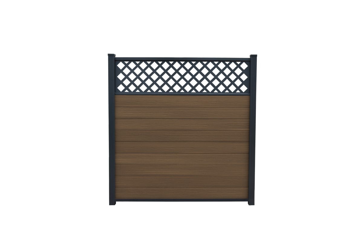 Piranha In-Ground Composite Fence Kit inc Diagonal Trellis 6ft - Brown Cedar Price Comparisons | Compare The Build