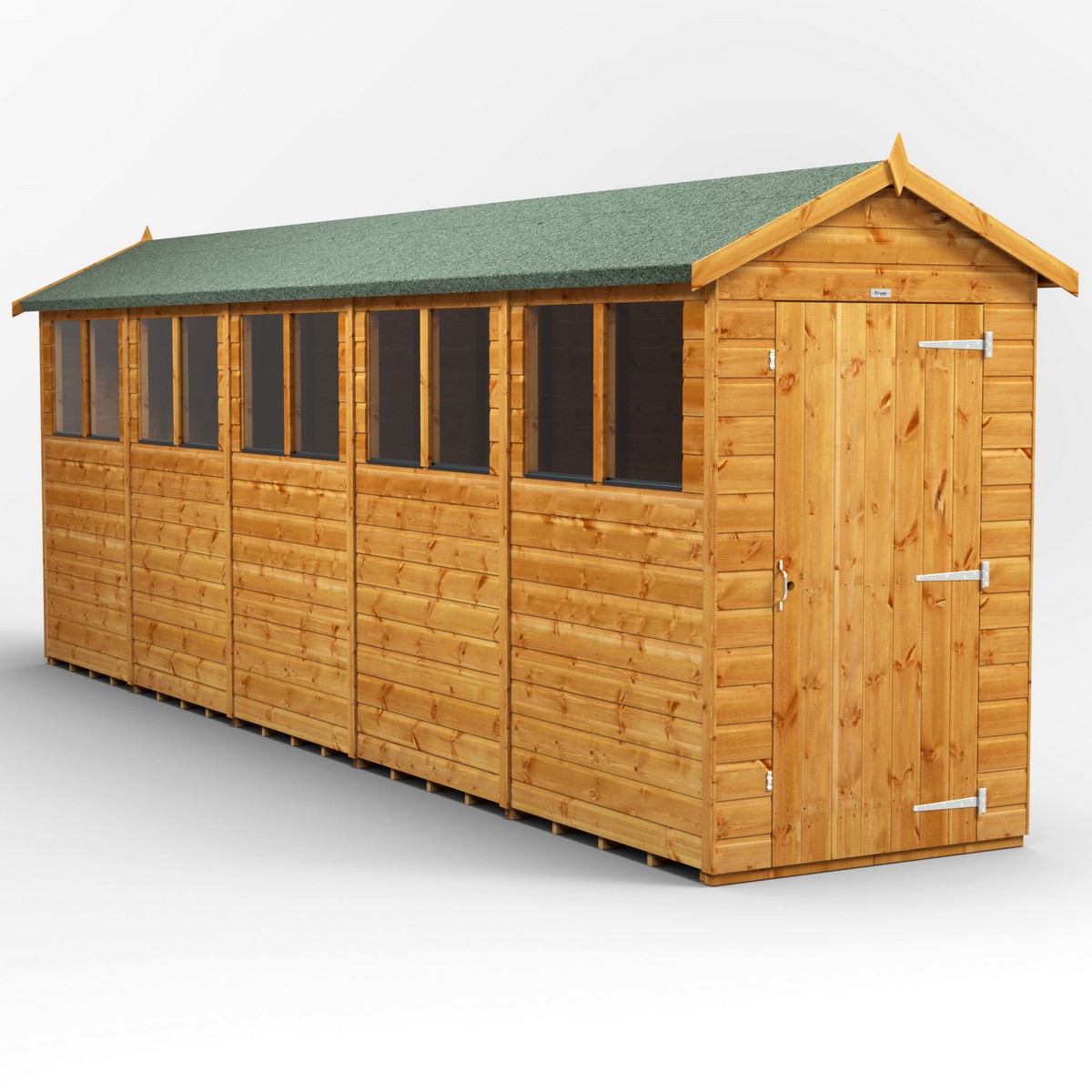 Powersheds Apex Roof Single Door Garden Shed 20ft x 4ft - Golden Brown Price Comparisons | Compare The Build