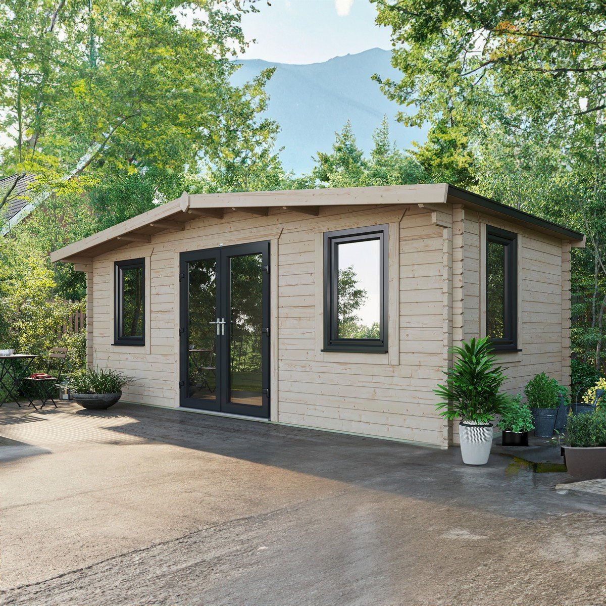 Powersheds Chalet Log Cabin 10ft x 20ft (Doors Central) 44mm Log Thickness Price Comparisons | Compare The Build
