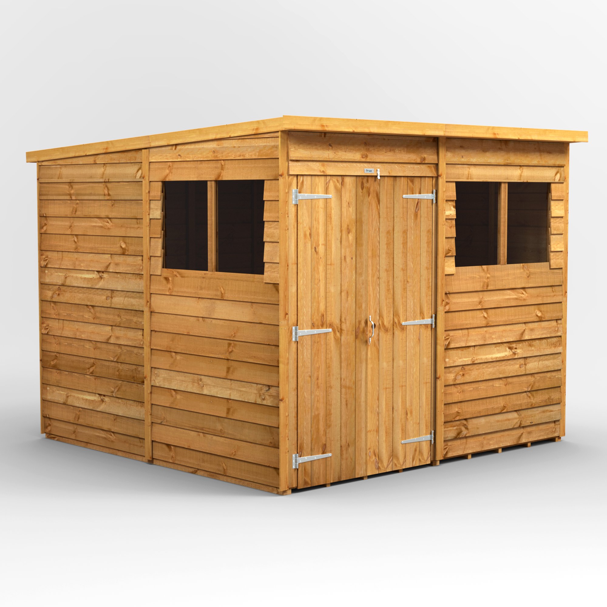 Powersheds Pent Roof Double Door Overlap Garden Shed 8ft x 8ft - Golden Brown Price Comparisons | Compare The Build