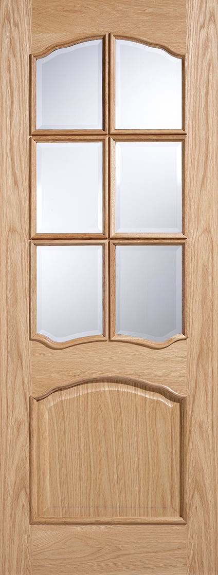 Riviera Solid Core Internal Door - Unfinished - RM2S Clear Bevelled Glazing  1981 x 762mm Oak   ORIVRMSG30 Price Comparisons | Compare The Build