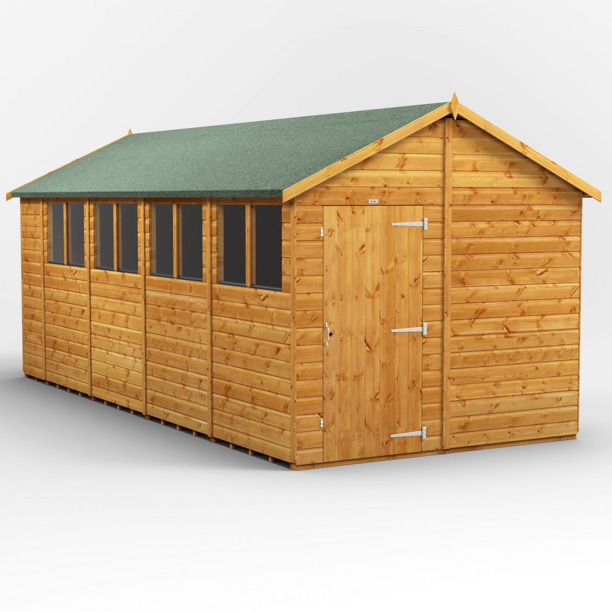 Powersheds Apex Roof Single Door Garden Shed 18ft x 8ft - Golden Brown Price Comparisons | Compare The Build
