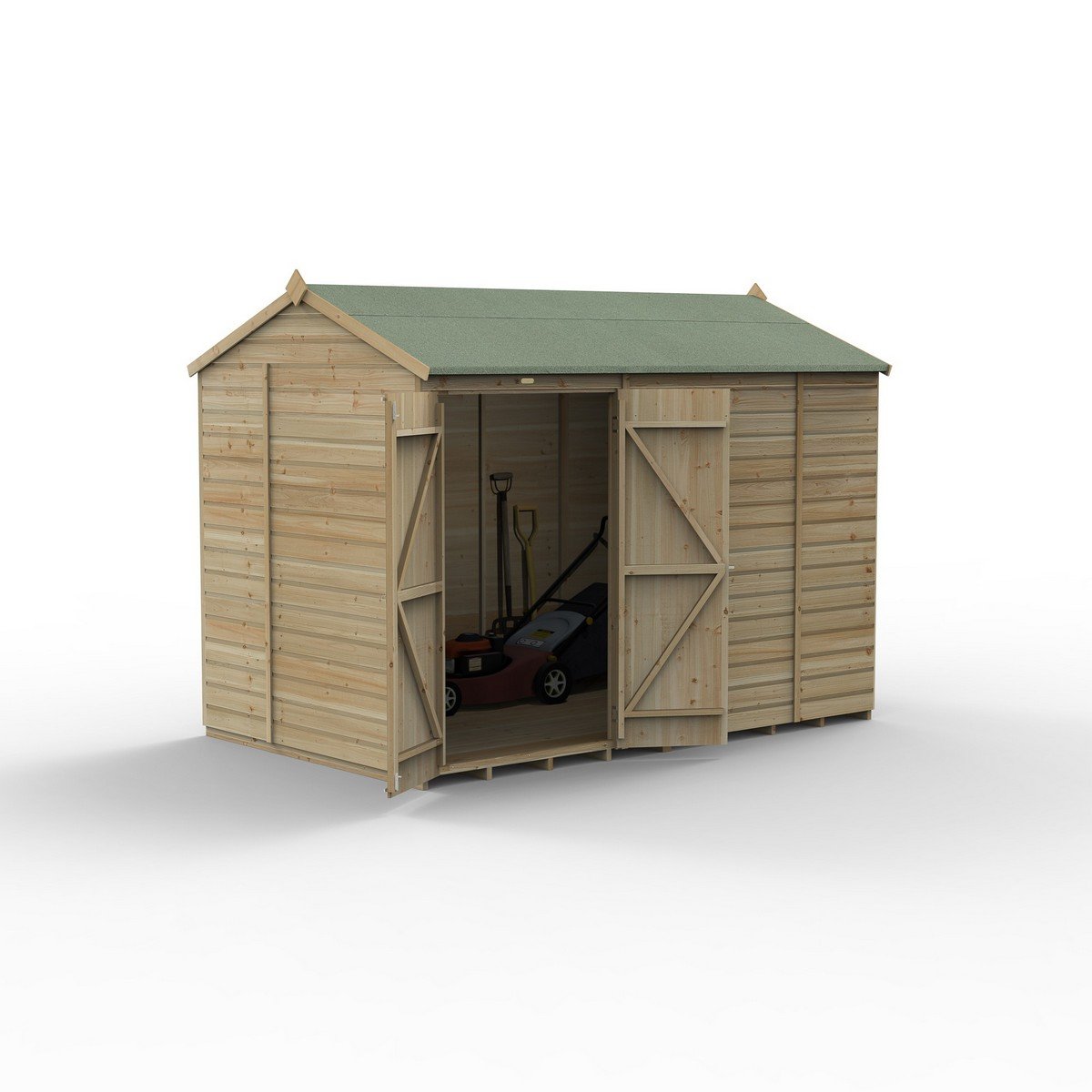 Forest Beckwood Reverse Apex Shed - Double Door, Windowless - 10ft x 6ft Price Comparisons | Compare The Build