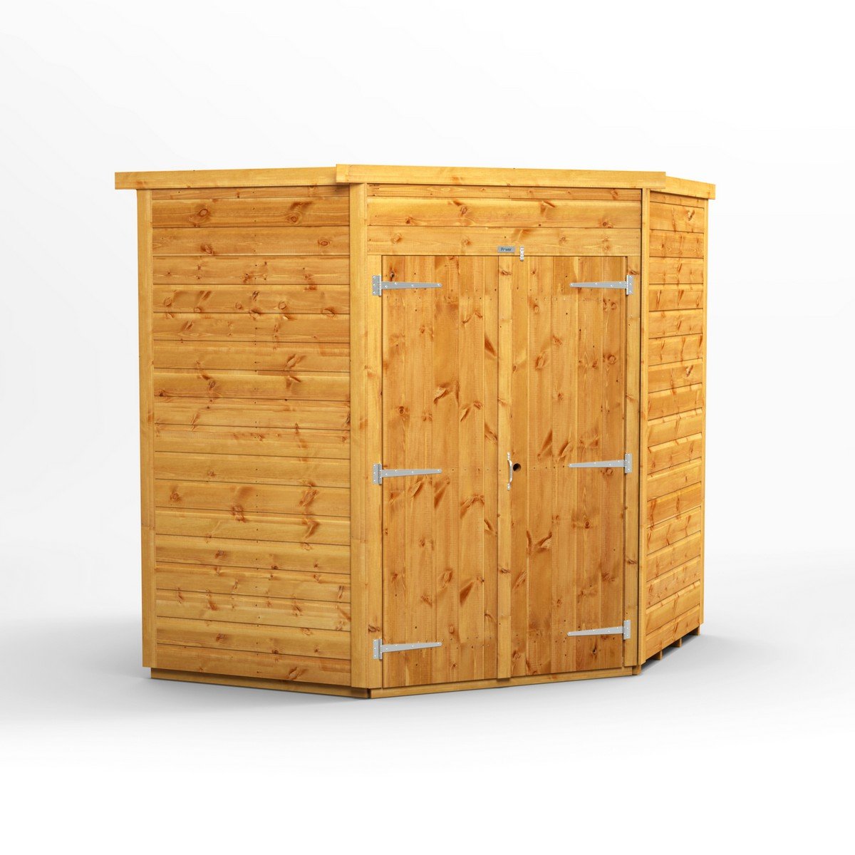 Powersheds Pent Roof Corner Shed 6ft x 6ft Doble Door Windowless - Golden Brown Price Comparisons | Compare The Build