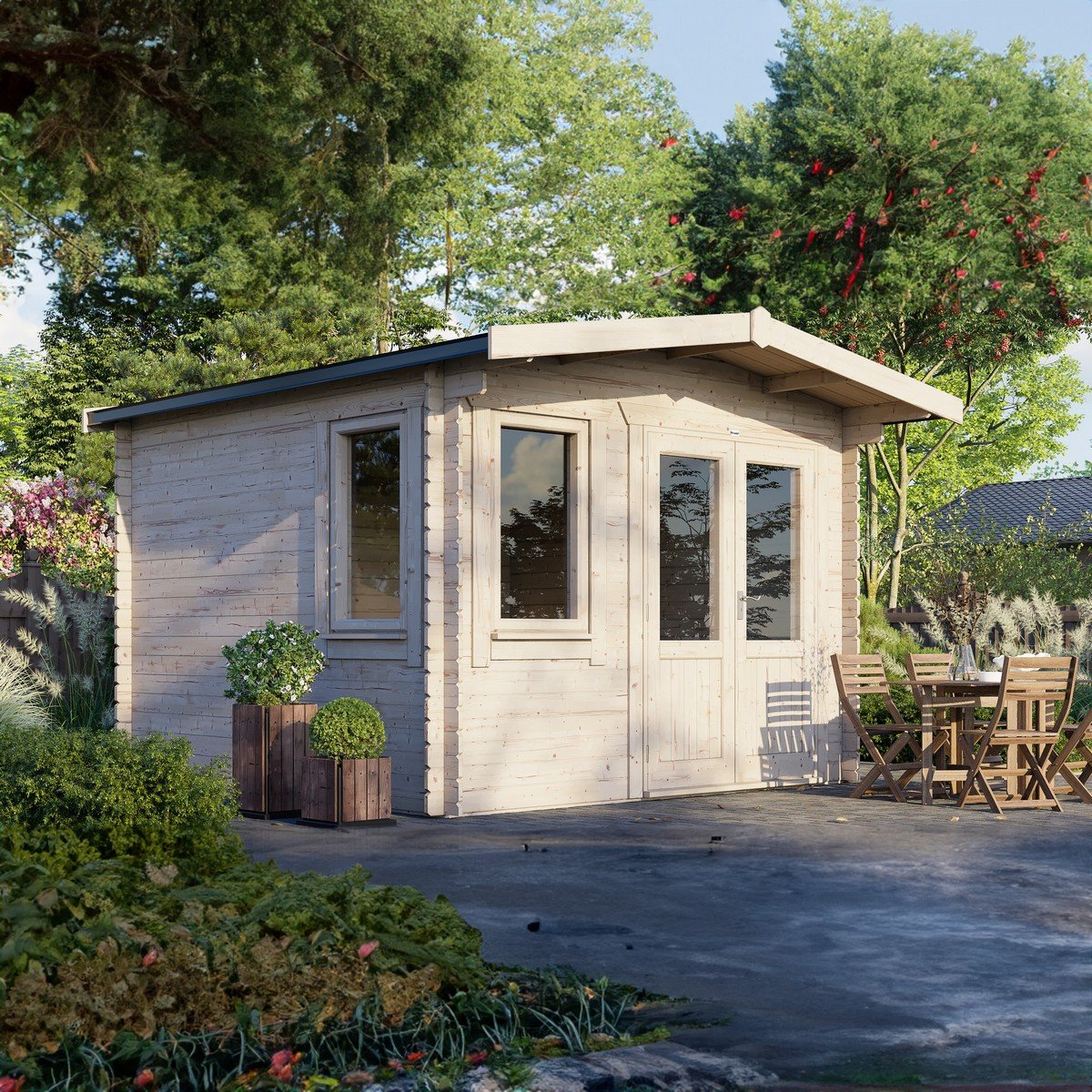 Powersheds Chalet Log Cabin 12ft x 12ft (Doors to Right) 28mm Log Thickness Price Comparisons | Compare The Build