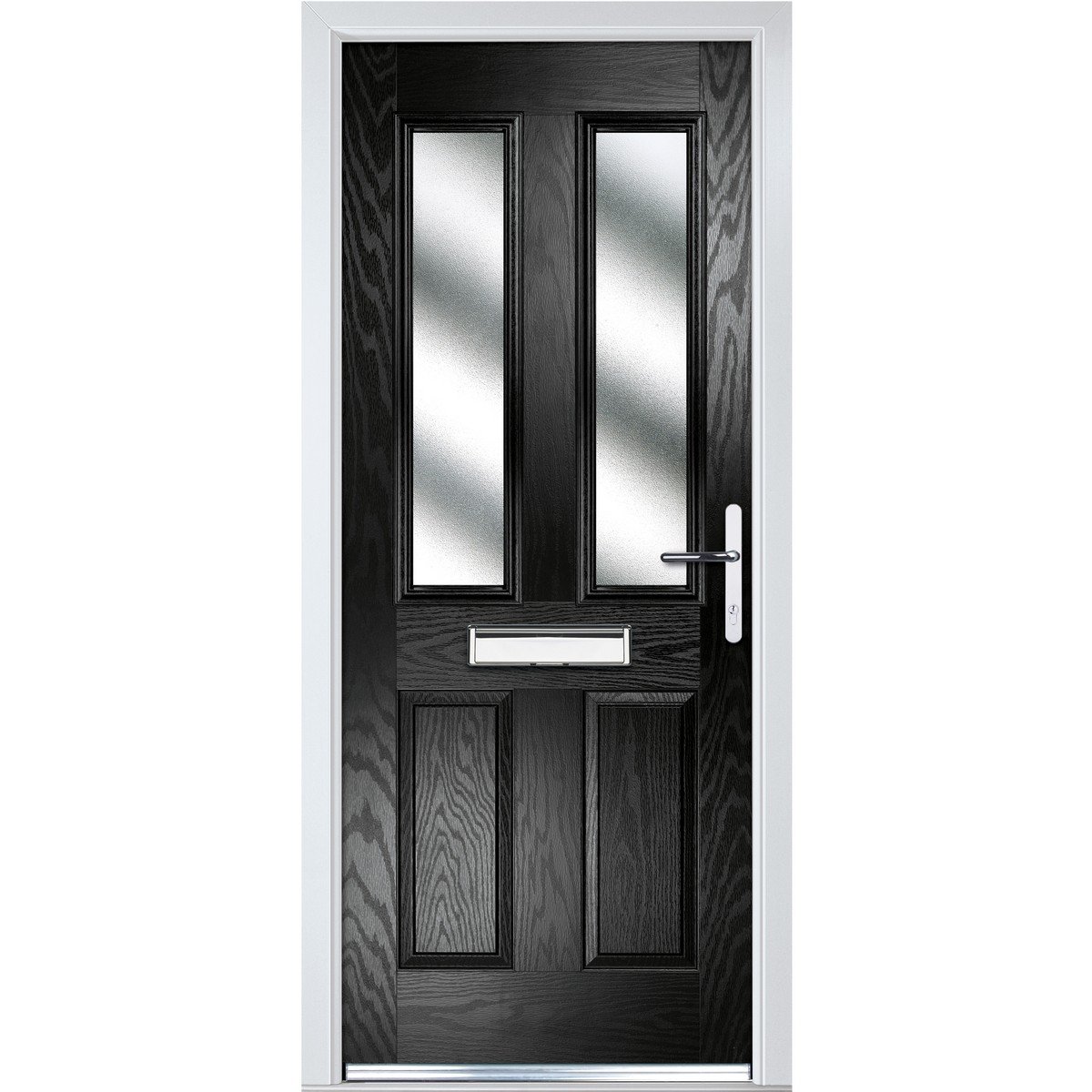 Crystal GRP Door with 4 Panels &amp; 2 Glass (Left Hand) 920 x 2055mm Obscure - Black Price Comparisons | Compare The Build