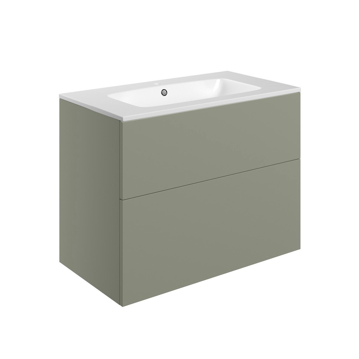 Fontmell Wall Hung 2 Drawer Basin Unit &amp; Basin 815mm - Matt Olive Green Price Comparisons | Compare The Build