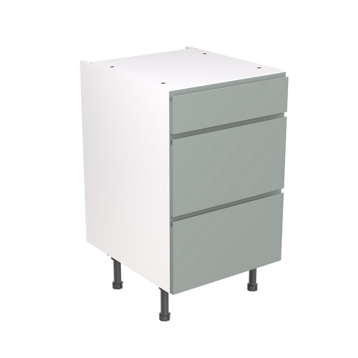 KitchenKit Flatpack J-Pull 3 Drawer Base Cabinet 500mm - Ultra Matt Sage Green Price Comparisons | Compare The Build