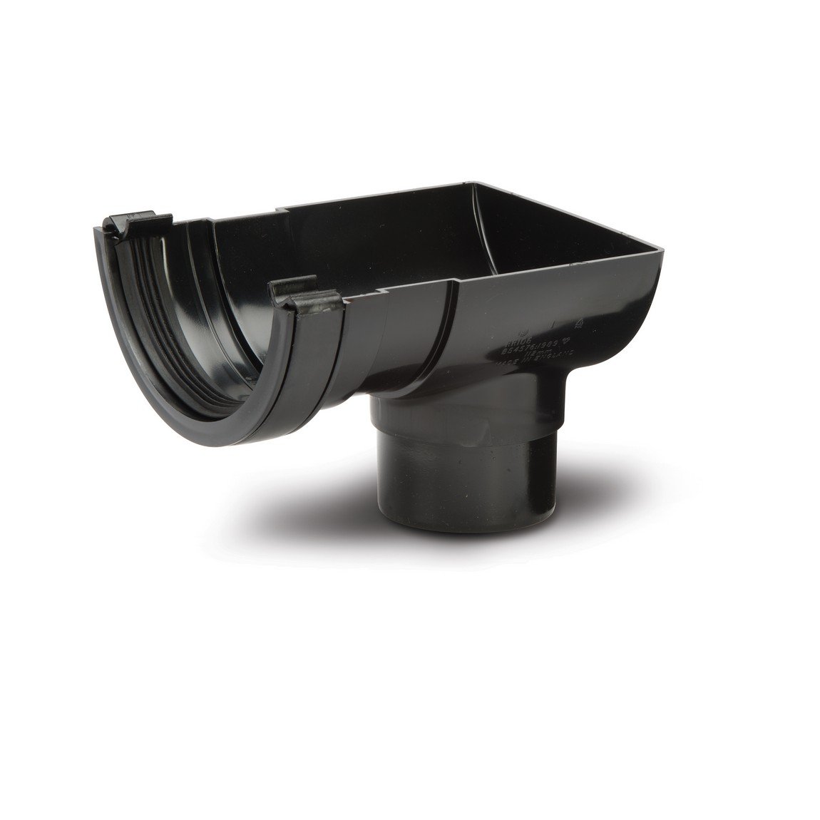 Polypipe 112mm Half Round Stop End Outlet  - Black - RR106B Price Comparisons | Compare The Build