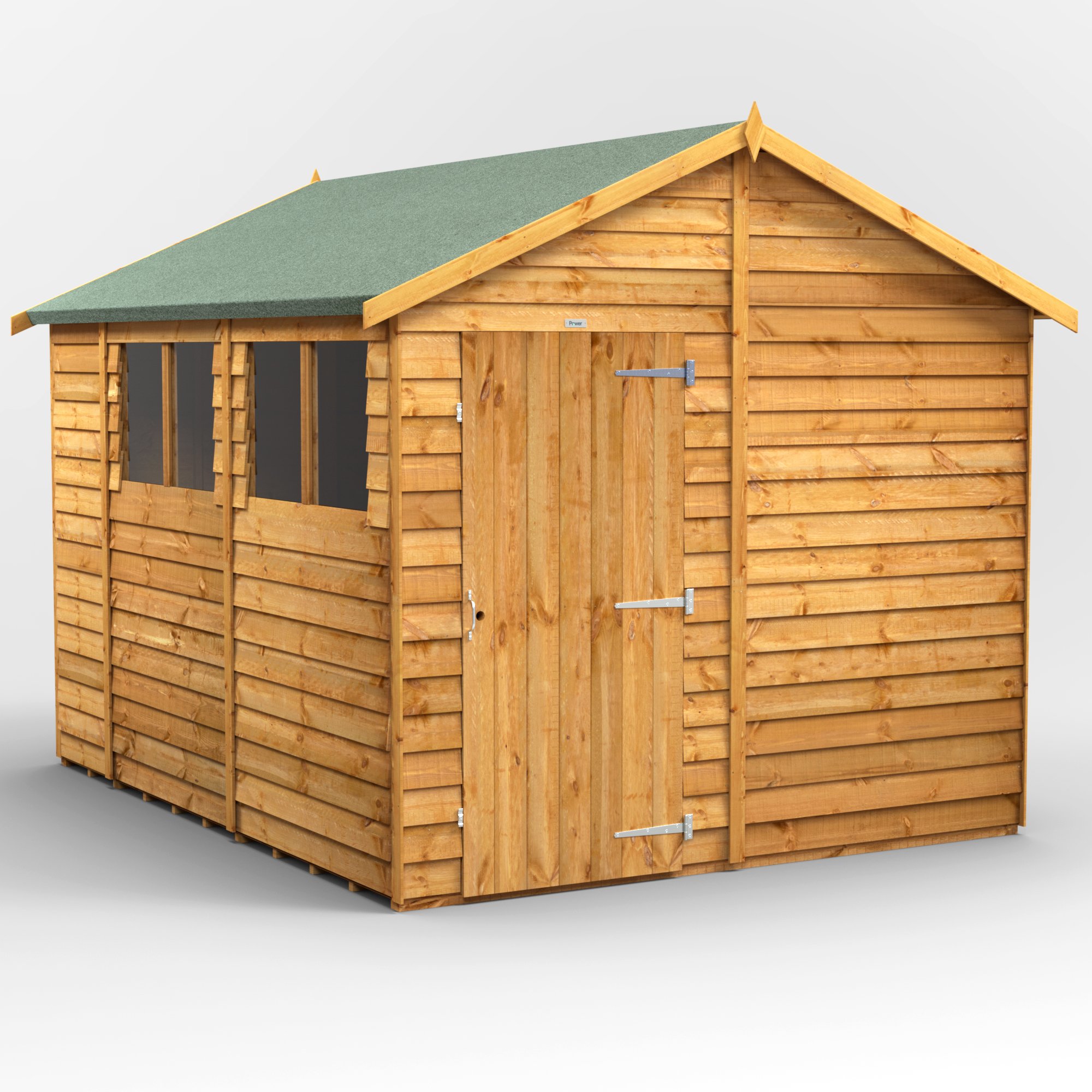 Powersheds Apex Roof Single Door Overlap Garden Shed 10ft x 8ft - Golden Brown Price Comparisons | Compare The Build