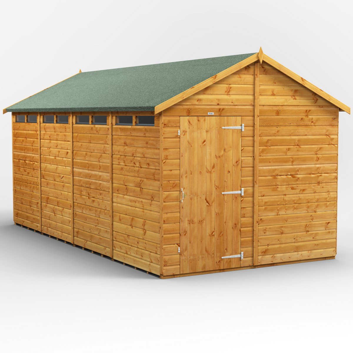 Powersheds Apex Roof Single Door Security Shed 16ft x 8ft - Golden Brown Price Comparisons | Compare The Build