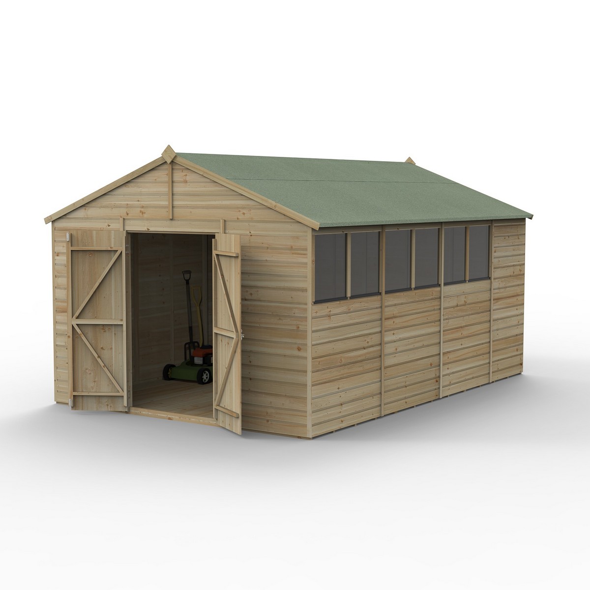 Forest Beckwood Apex Shed - Double Door, 6 Windows - 10ft x 15ft (Installed) Price Comparisons | Compare The Build