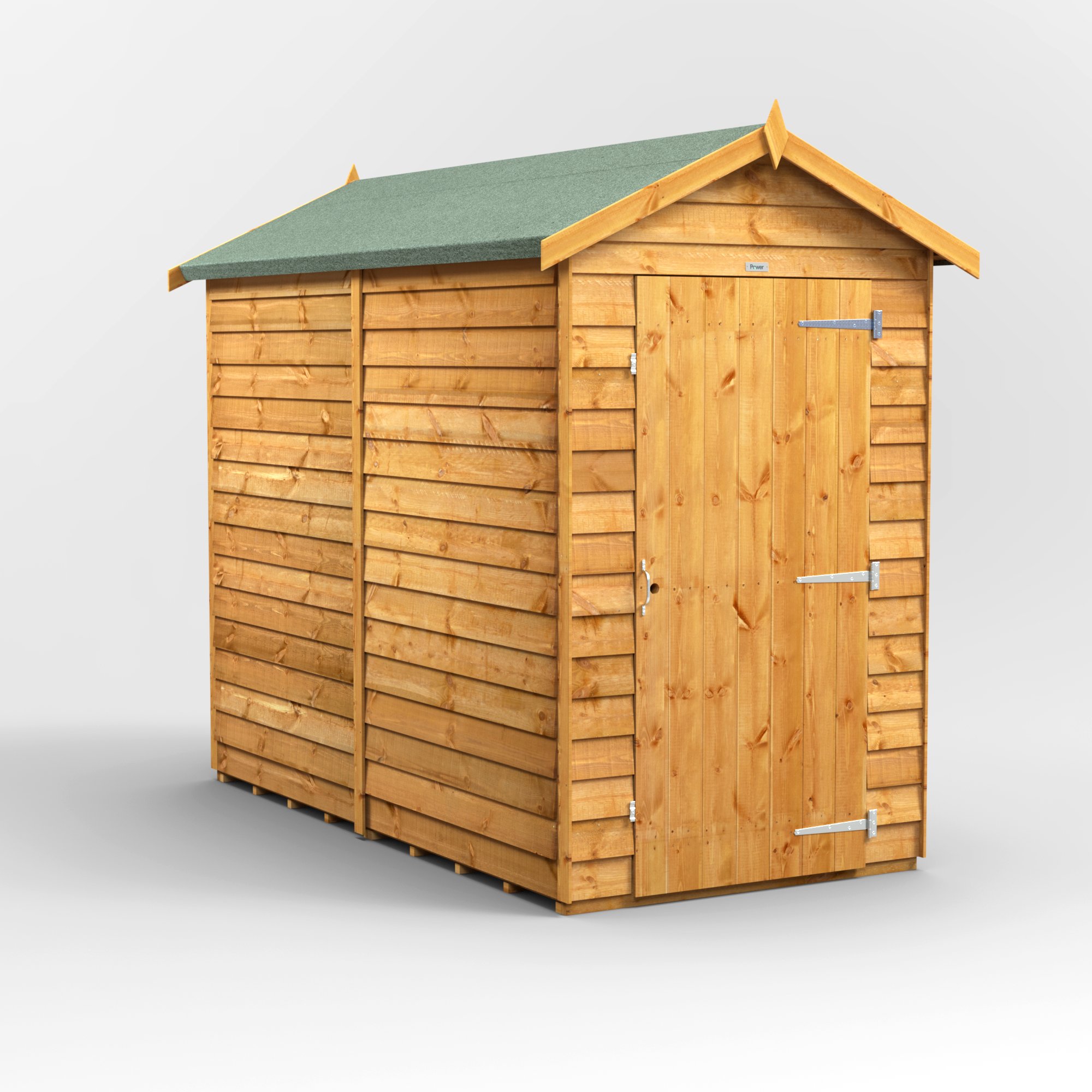 Powersheds Apex Roof Windowless Single Door Overlap Garden Shed 8ft x 4ft - Golden Brown Price Comparisons | Compare The Build