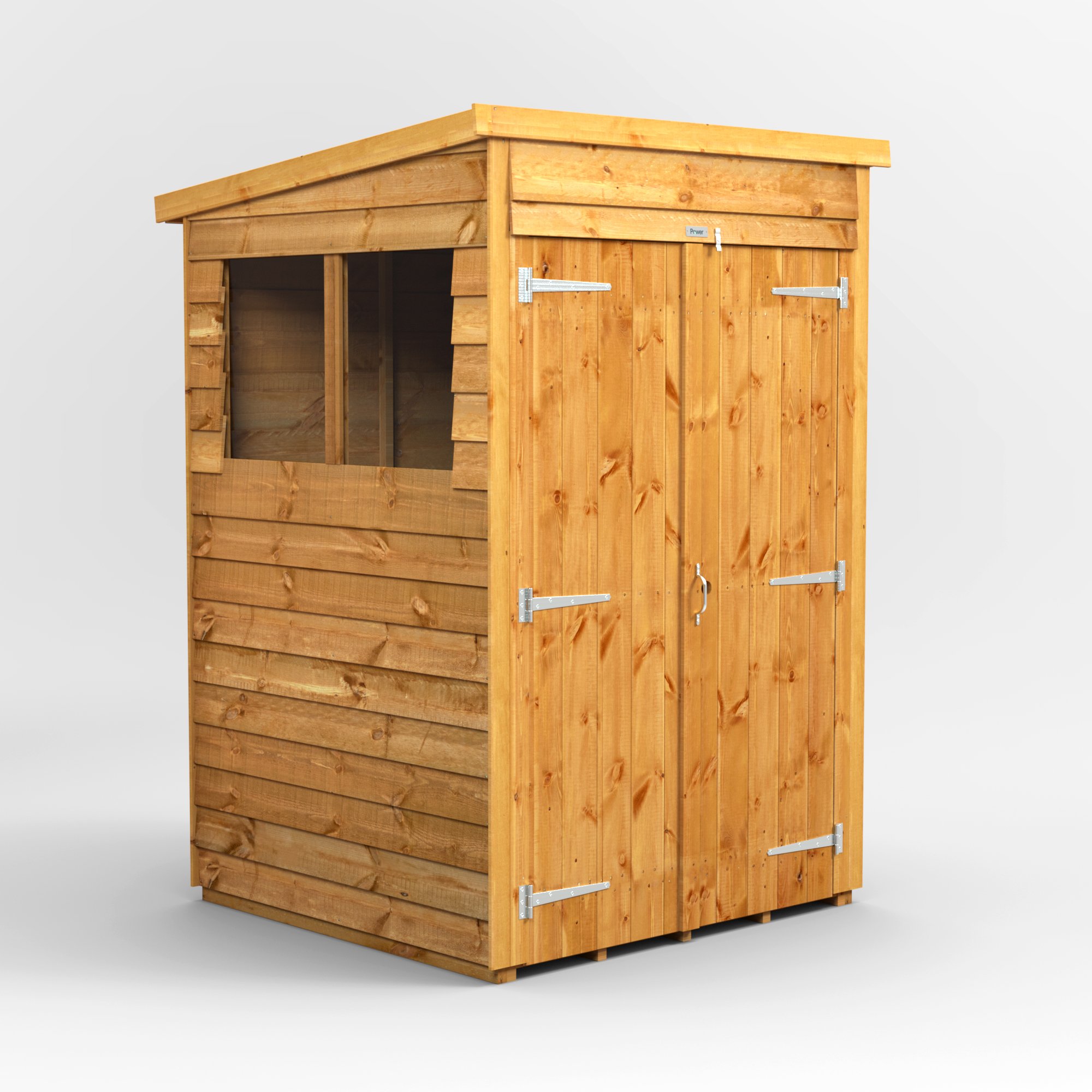 Powersheds Pent Roof Double Door Overlap Garden Shed 4ft x 4ft - Golden Brown Price Comparisons | Compare The Build