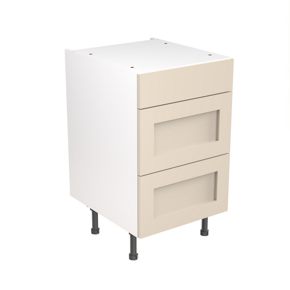 KitchenKit Flatpack Shaker 3 Drawer Base Cabinet 500mm - Ultra Matt Cashmere Price Comparisons | Compare The Build