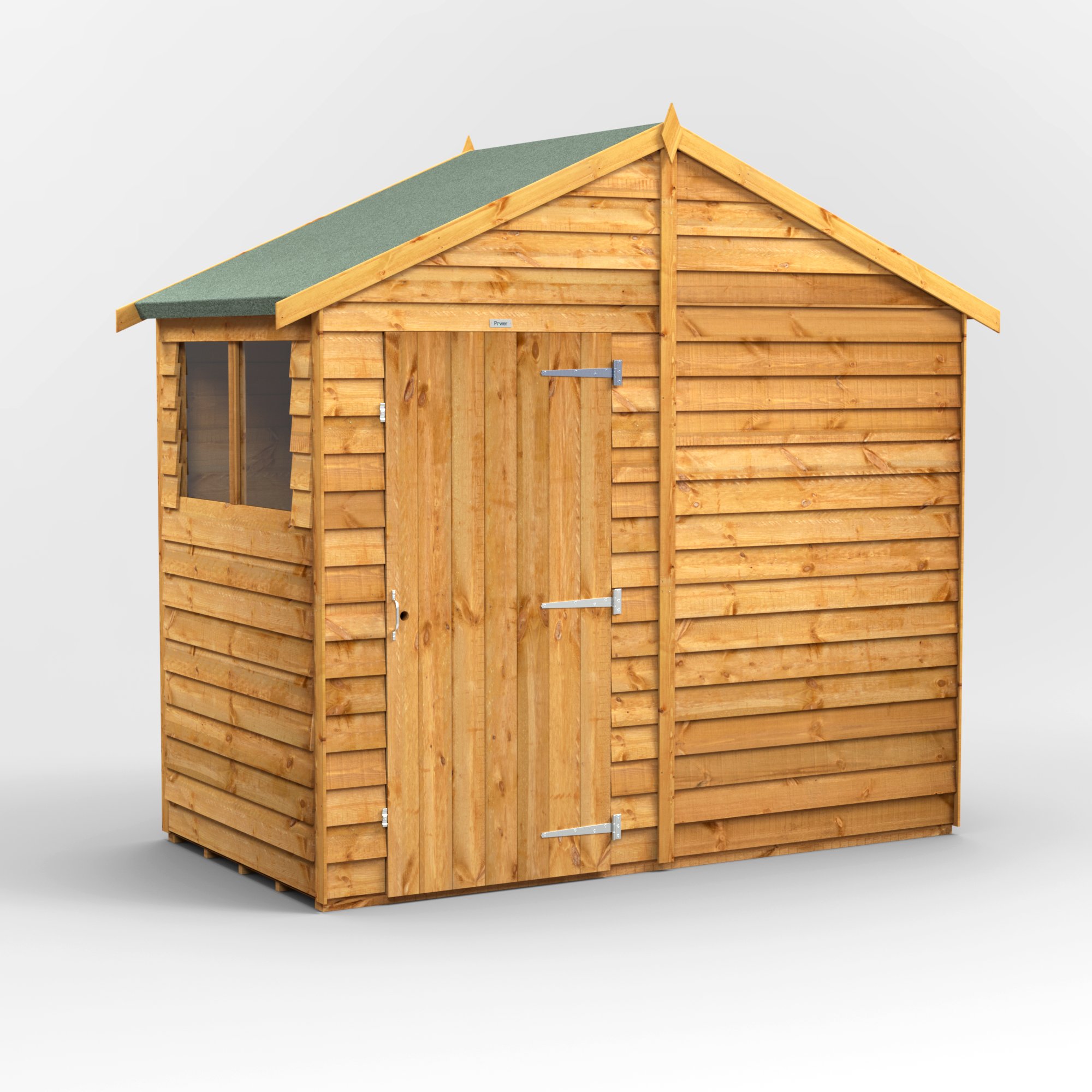 Powersheds Apex Roof Single Door Overlap Garden Shed 4ft x 8ft - Golden Brown Price Comparisons | Compare The Build